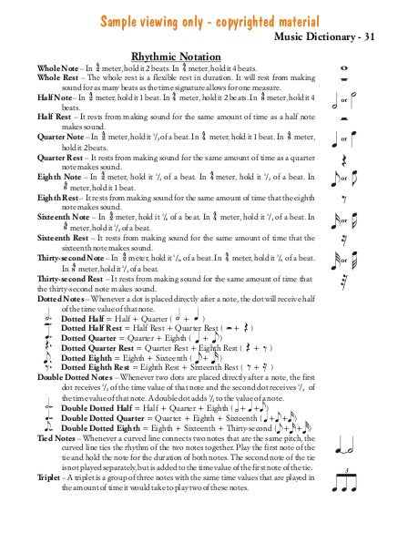 Sample page of Music Dictionary.