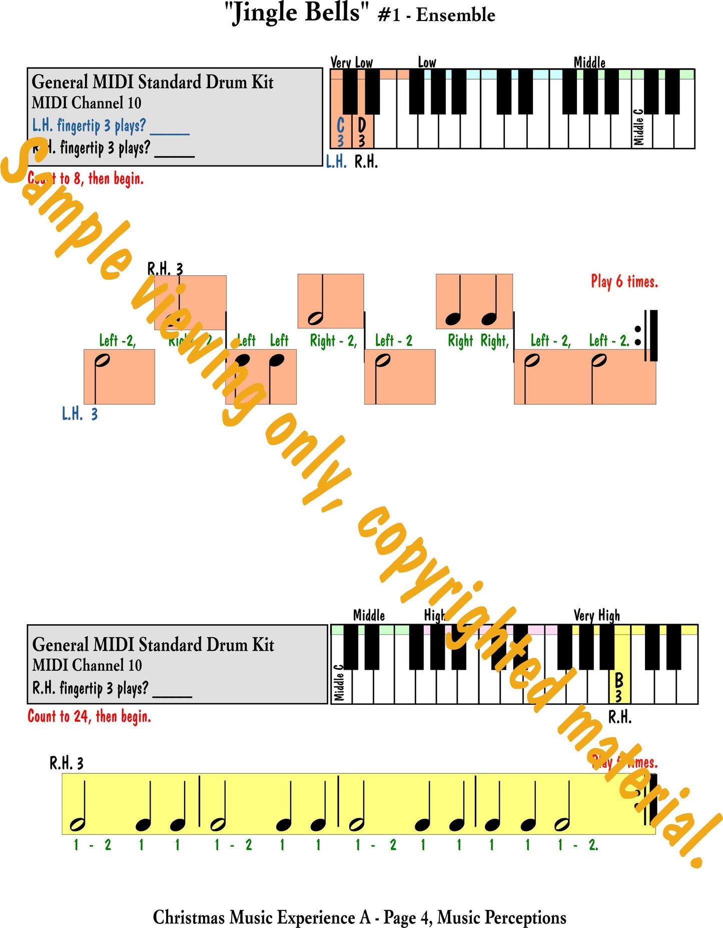 Music Experience A - Ensemble parts page 1 of Jingle Bells by LeAnn Halvorson. Access to .mp3 files available with purchase of the book.s available with purchase of book.