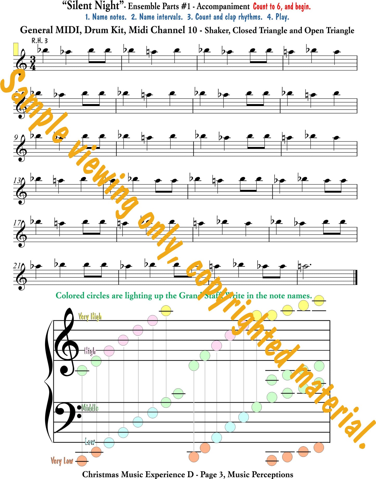 Music Experience D Christmas - Ensemble Parts of Silent Night page 2 with bonus theory review by LeAnn Halvorson. Access to .mp3 files with purchase of book.