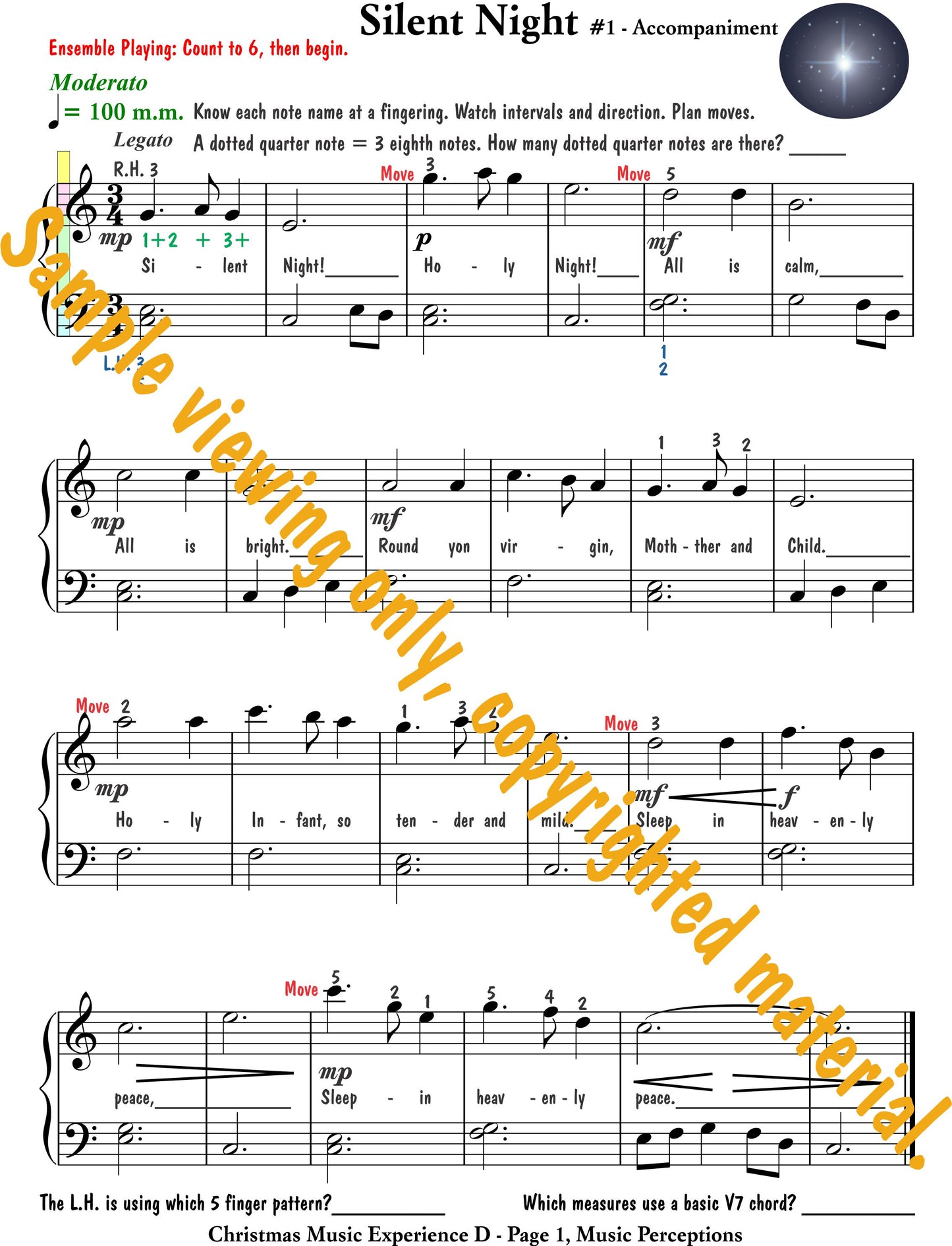 Music Experience D Christmas - Arrangement of Silent Night by LeAnn Halvorson. Access to .mp3 files with purchase of book.