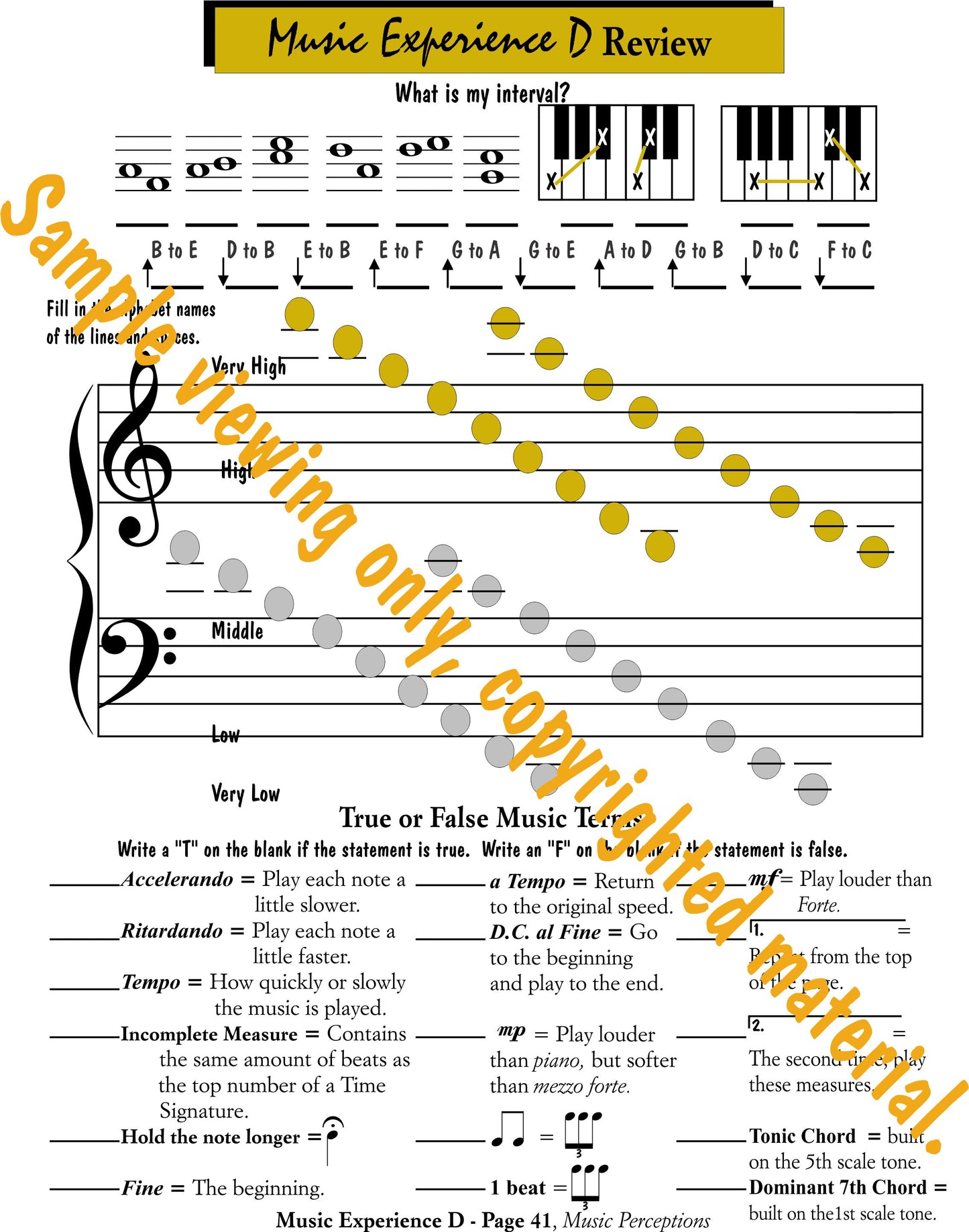 Music Experience D - Review Page.