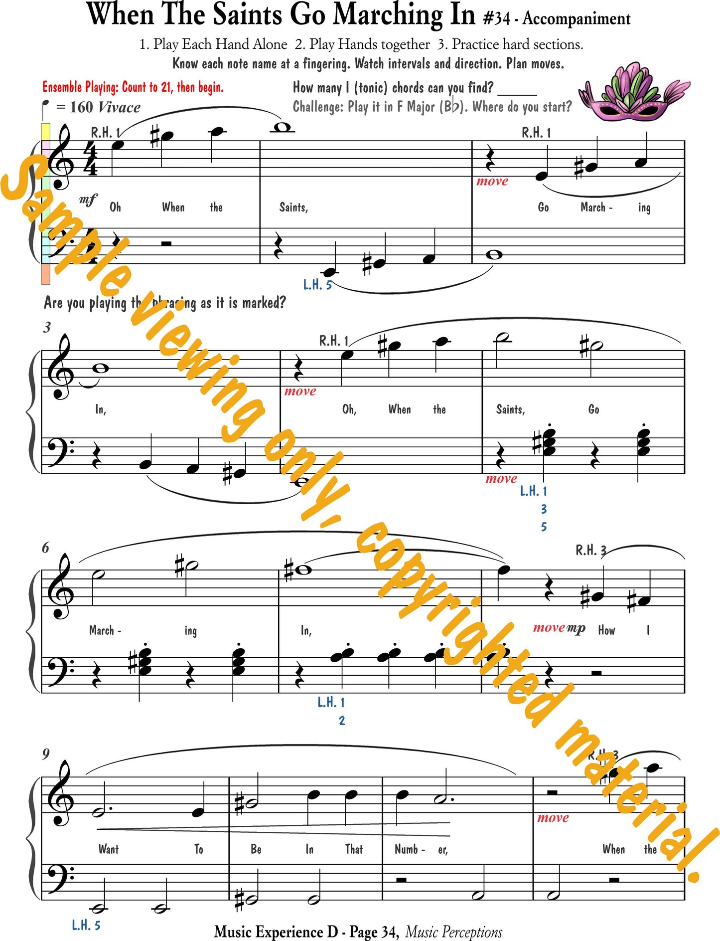Music Experience D - Arrangement of When the Saints Go Marching In page 1 by LeAnn Halvorson. Access to .mp3 files available with purchase of book.