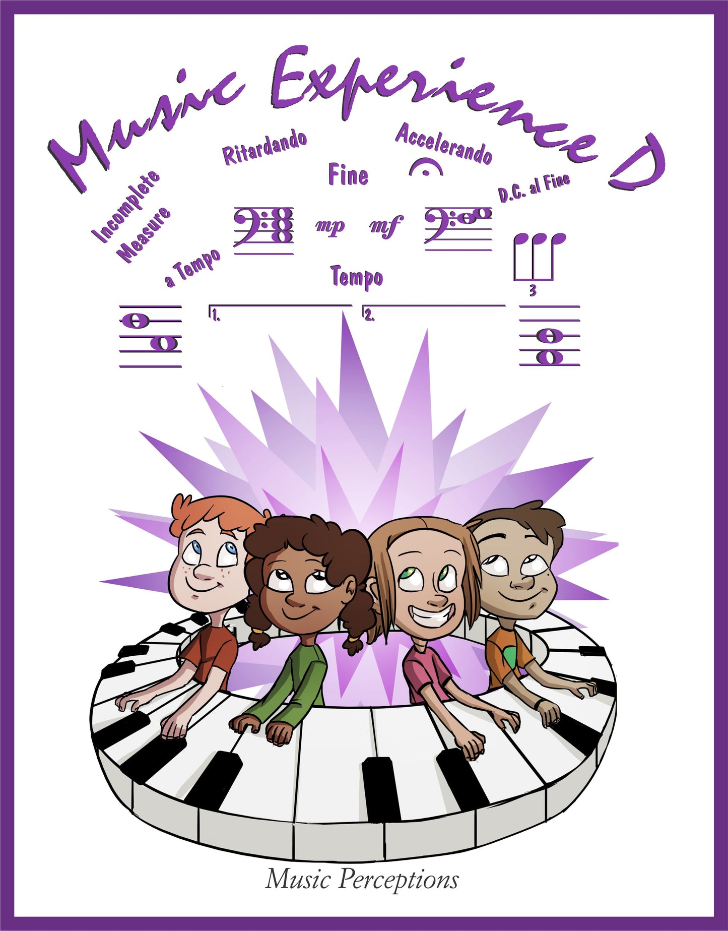 Maybe the Kitchen Sink was thrown in? Great for music camps, group or private study. They really help bridge gaps in learning. Spiral learning throughout. Look at the cover to know what is covered in the book. The Music Experience D book is excellent music instruction. Its intended user is aged 8-11. By LeAnn Halvorson; Cover art by Val Halvorson