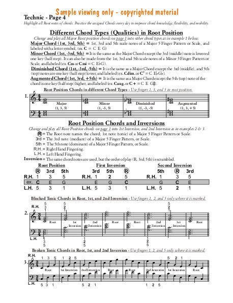 Sample page of Chord qualities and inversions.