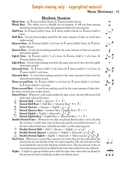 Sample page of Music Dictionary.