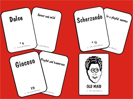 Students learn expression terminology quickly playing Concentration or Old Maid with this fun playing card set. It includes an instruction booklet. Use it for drill with one student in a game of Concentration or in a group of students playing Old Maid. Great for music camps. By LeAnn Halvorson