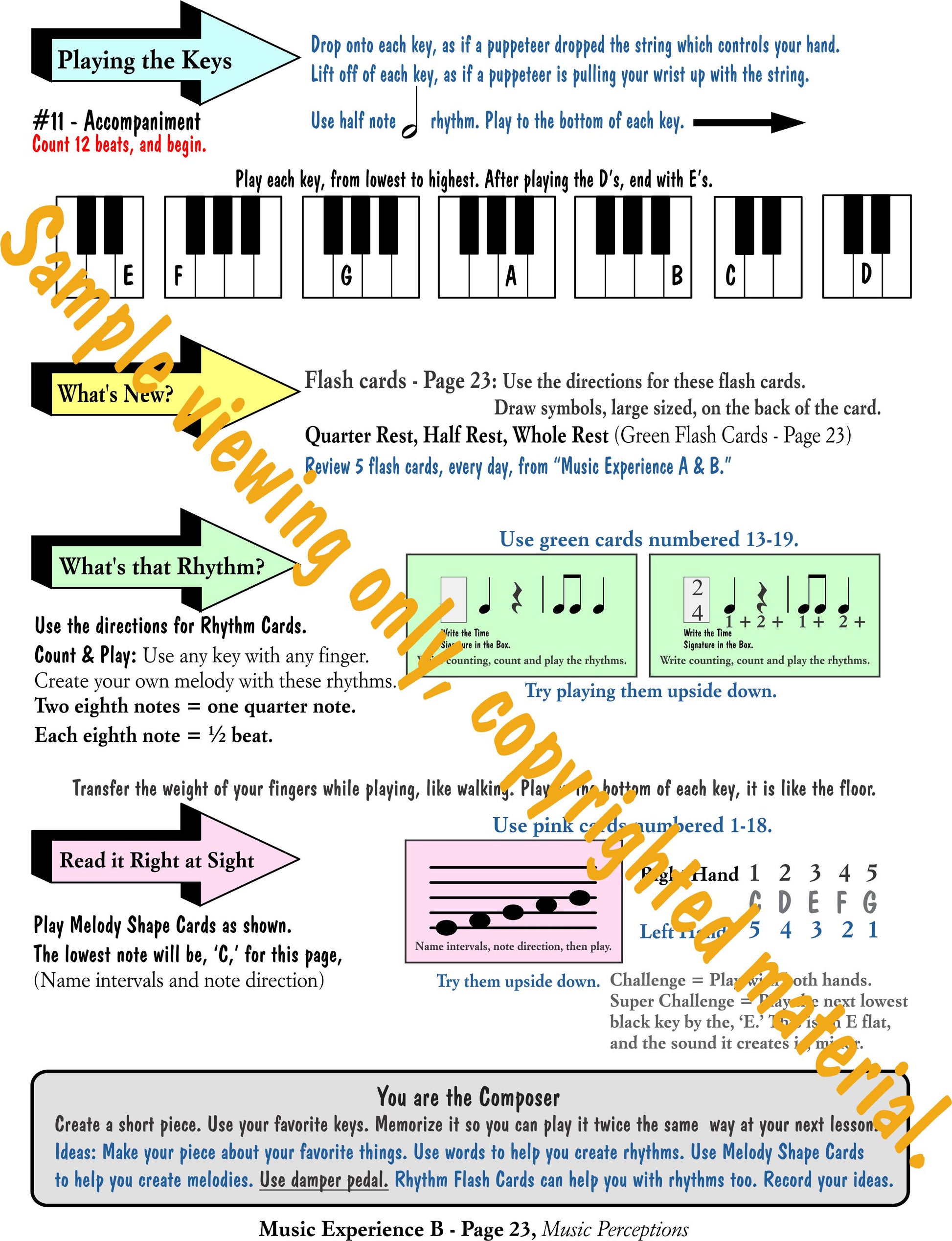 Music Experience B - Activity Page Sample.