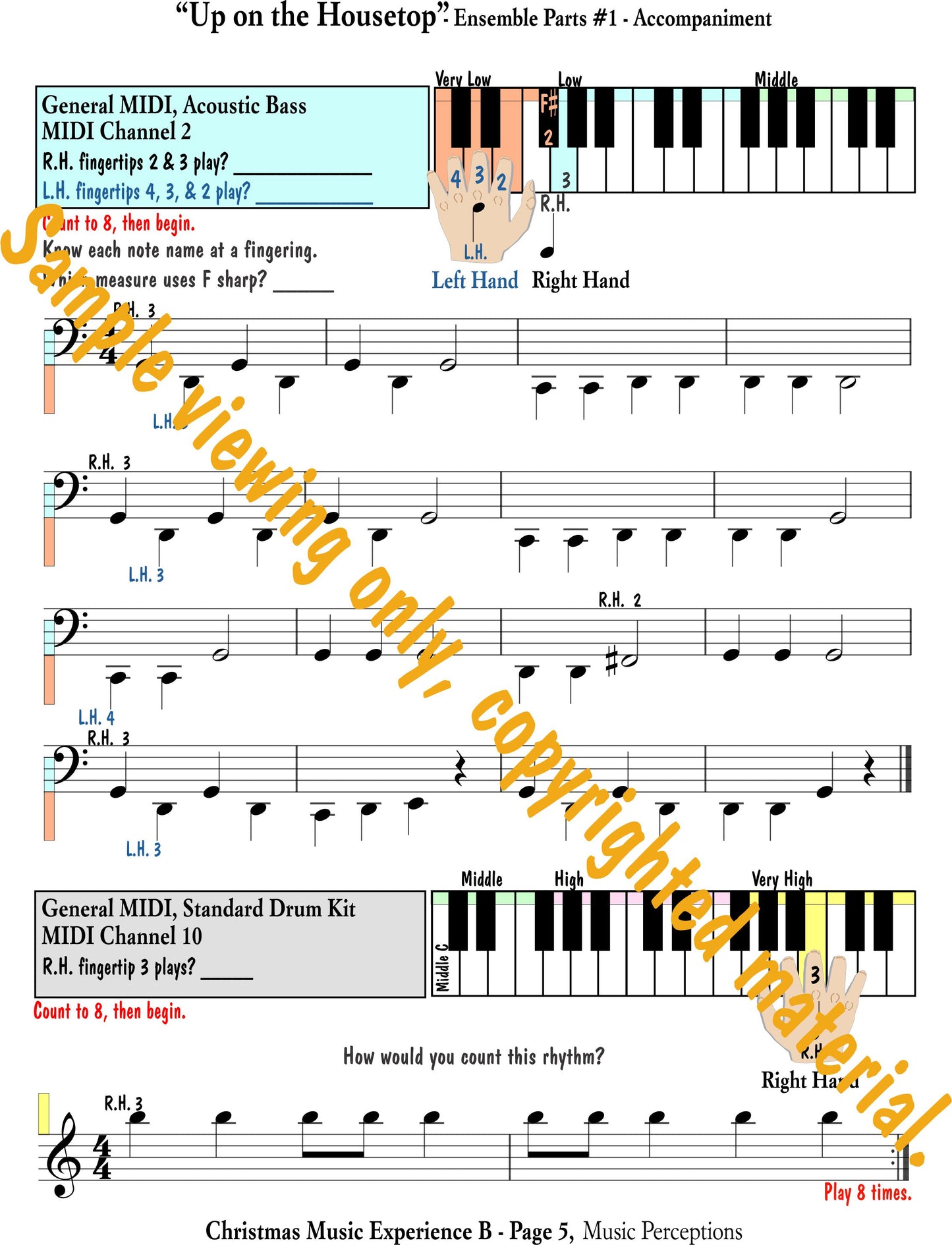 Music Experience B Christmas - Ensemble Parts of Up on the Housetop page 2 by LeAnn Halvorson. Access to .mp3 files available with purchase of book.