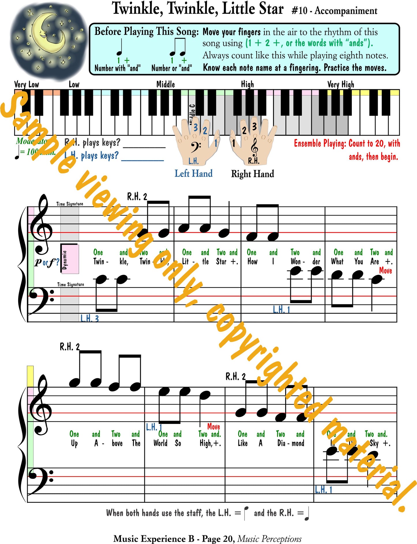 Music Experience B - Arrangement of Twinkle Twinkle Little Star page 1 by LeAnn Halvorson. Access to .mp3 files available with purchase of the book