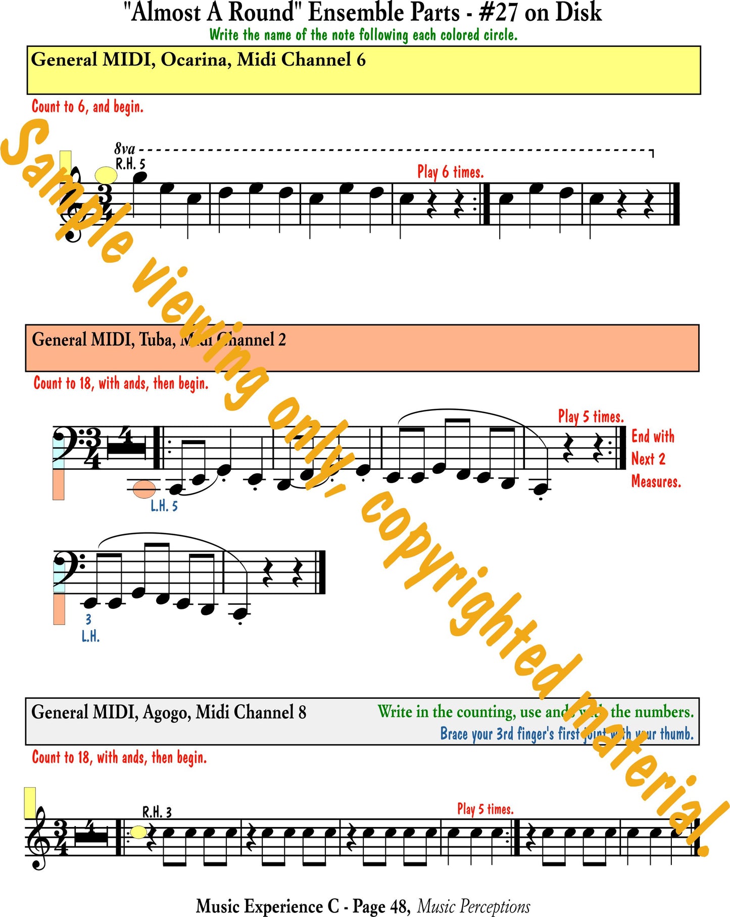 Music Experience C - Ensemble parts for Almost A Round which is an arrangement of Row Row Row Your Boat by LeAnn Halvorson. Access to .mp3 files available with the purchase of book.