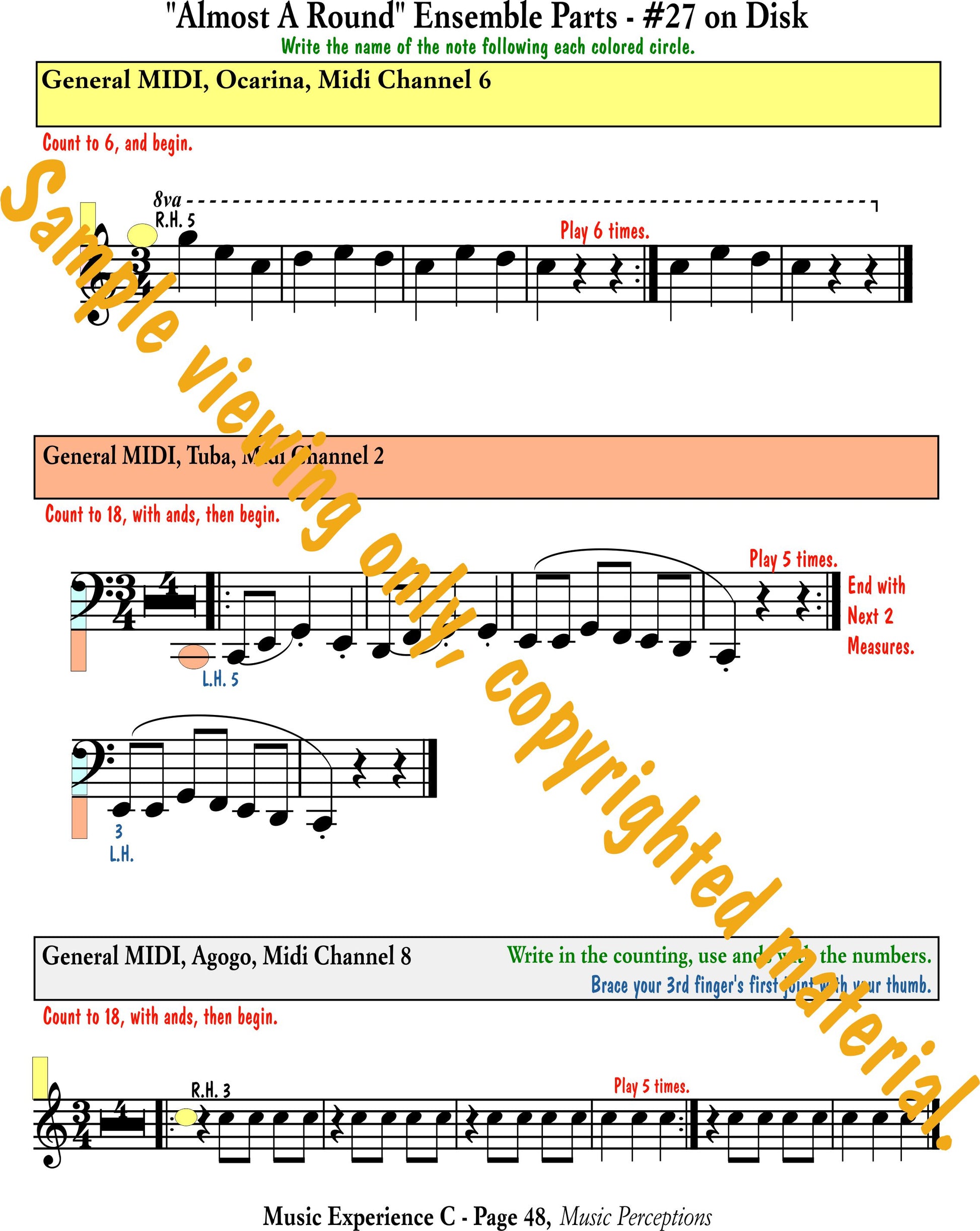 Music Experience C - Ensemble parts for Almost A Round which is an arrangement of Row Row Row Your Boat by LeAnn Halvorson. Access to .mp3 files available with the purchase of book.