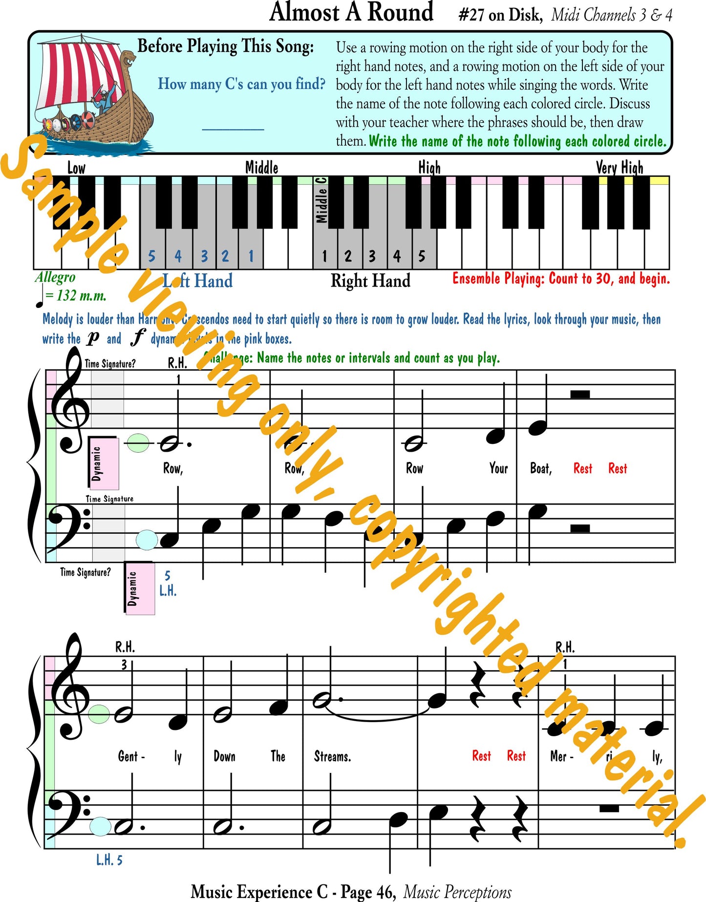 Music Experience C - Almost A Round is an arrangement of Row Row Row Your Boat page 1 by LeAnn Halvorson. Access to .mp3 files available with the purchase of book.