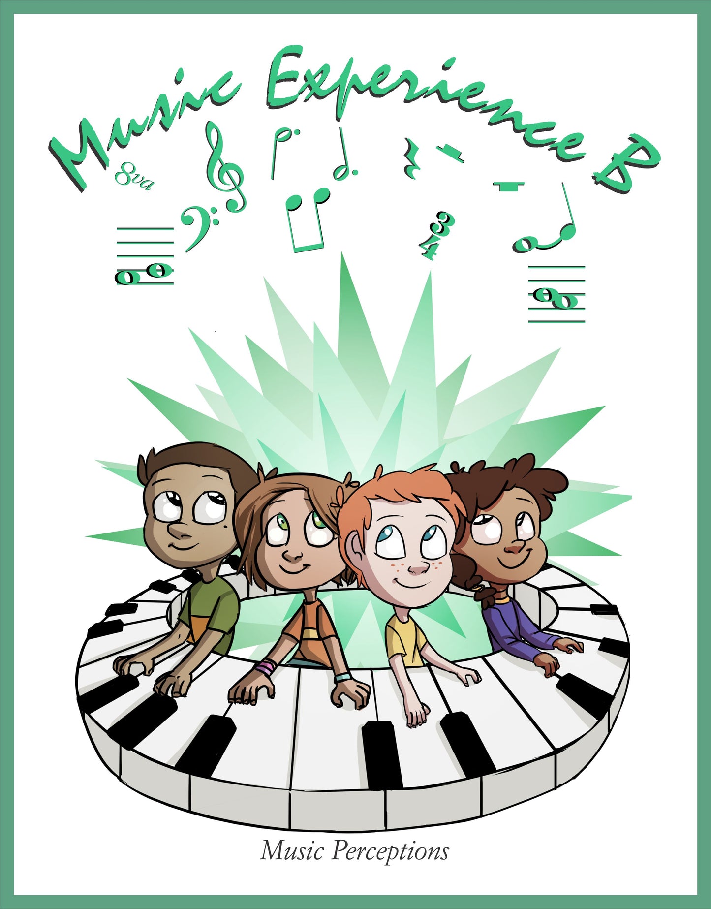 Maybe the Kitchen Sink was thrown in? Great for music camps, group or private study. They really help bridge gaps in learning. Look at the cover to know what is covered in the book. Spiral learning throughout. The Music Experience B book is an excellent introduction to staff notation. Its intended user is aged 7-9. By LeAnn Halvorson and Karen Soderberg; Cover art by Val Halvorson