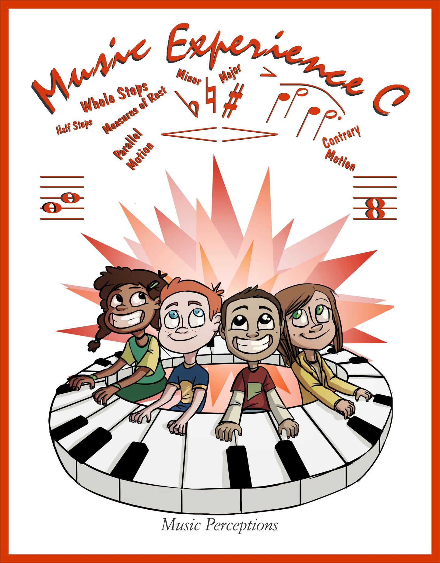 Maybe the Kitchen Sink was thrown in? Great for music camps, group or private study. They really help bridge gaps in learning. Spiral learning throughout. Look at the cover to know what is covered in the book. The Music Experience C book is excellent music instruction. Its intended user is aged 8-10. By LeAnn Halvorson and Karen Soderberg; Cover art by Val Halvorson