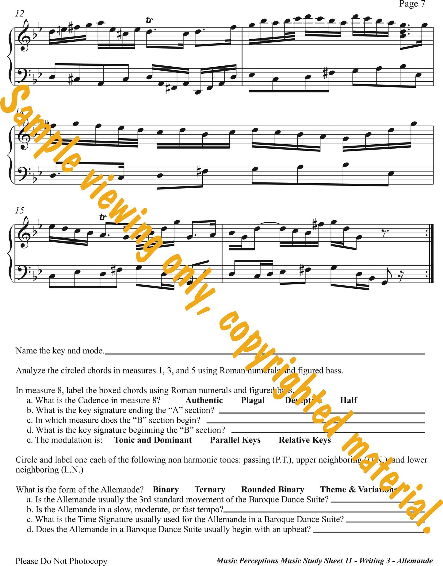 Music Study Sheets 11 Sample Page 7 by LeAnn Halvorson.