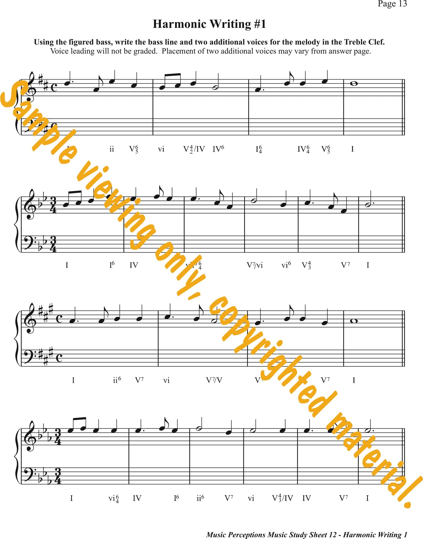 Music Study Sheets Level 12 Sample Page 13 by LeAnn Halvorson.