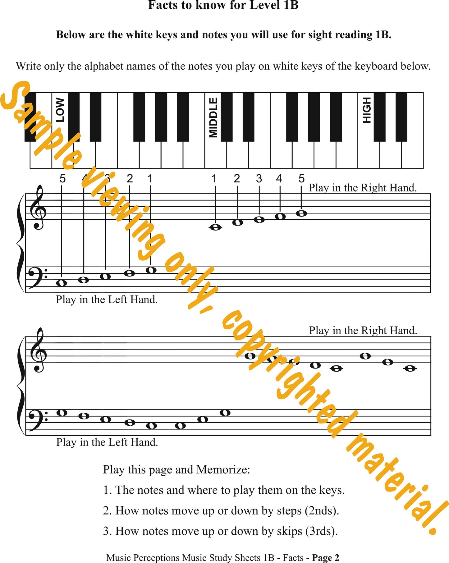 Music Study Sheets Level 1B Facts to Know Sample Page 2 by LeAnn Halvorson.