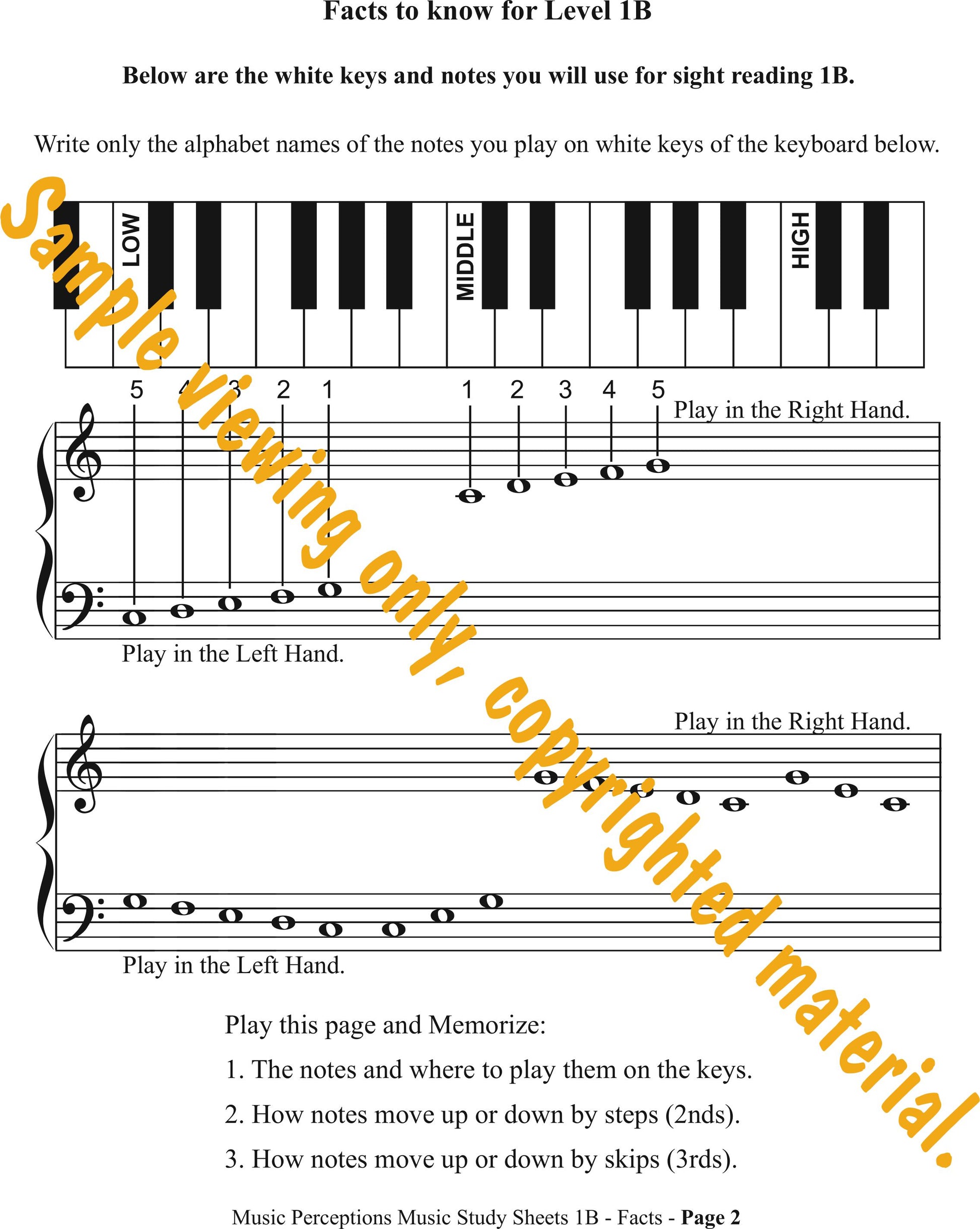 Music Study Sheets Level 1B Facts to Know Sample Page 2 by LeAnn Halvorson.