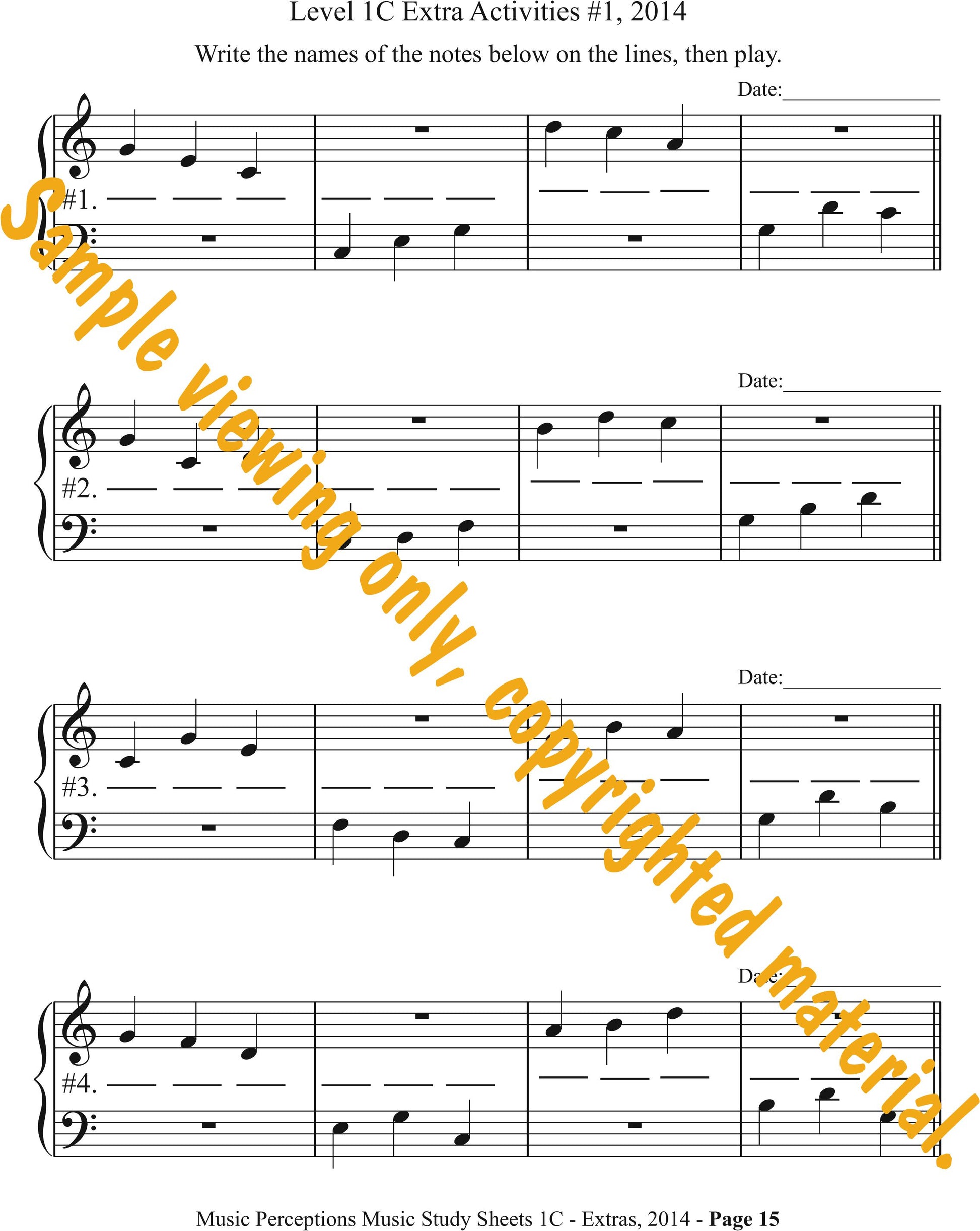 Music Study Sheets 1C Sample Page 15 by LeAnn Halvorson.