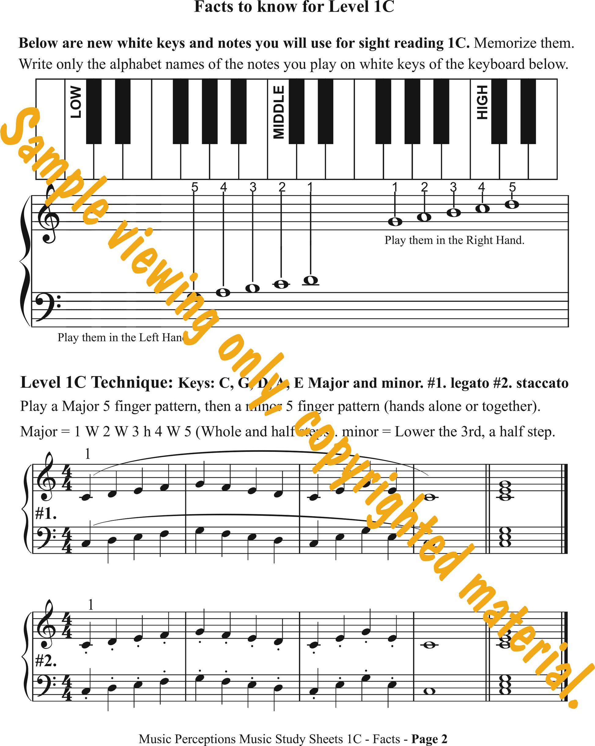 Music Study Sheets Level 1C Sample Page 2 of Facts to Know by LeAnn Halvorson.