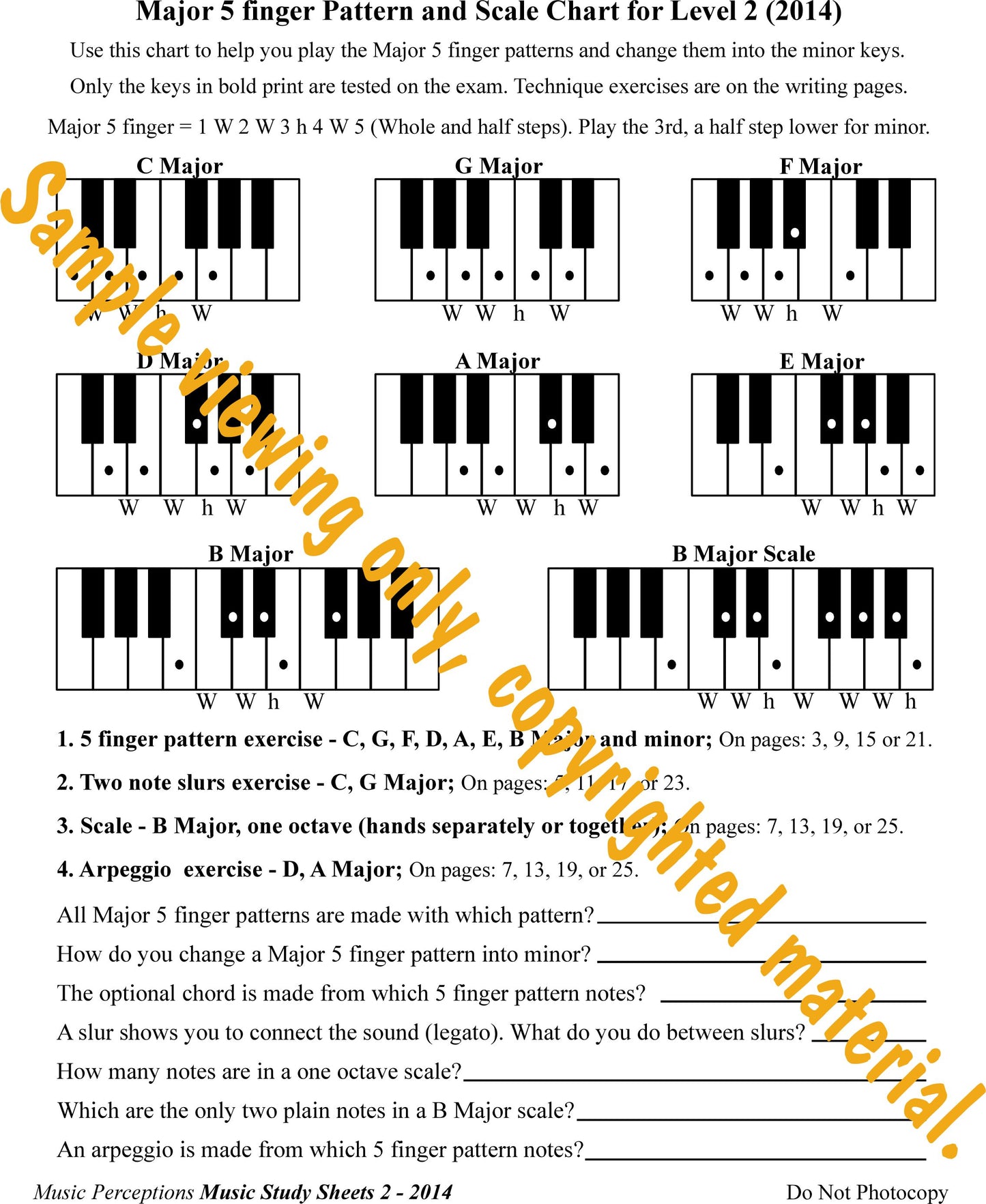 Music Study Sheets Level 2 Technique Chart, Index and Review by LeAnn Halvorson.