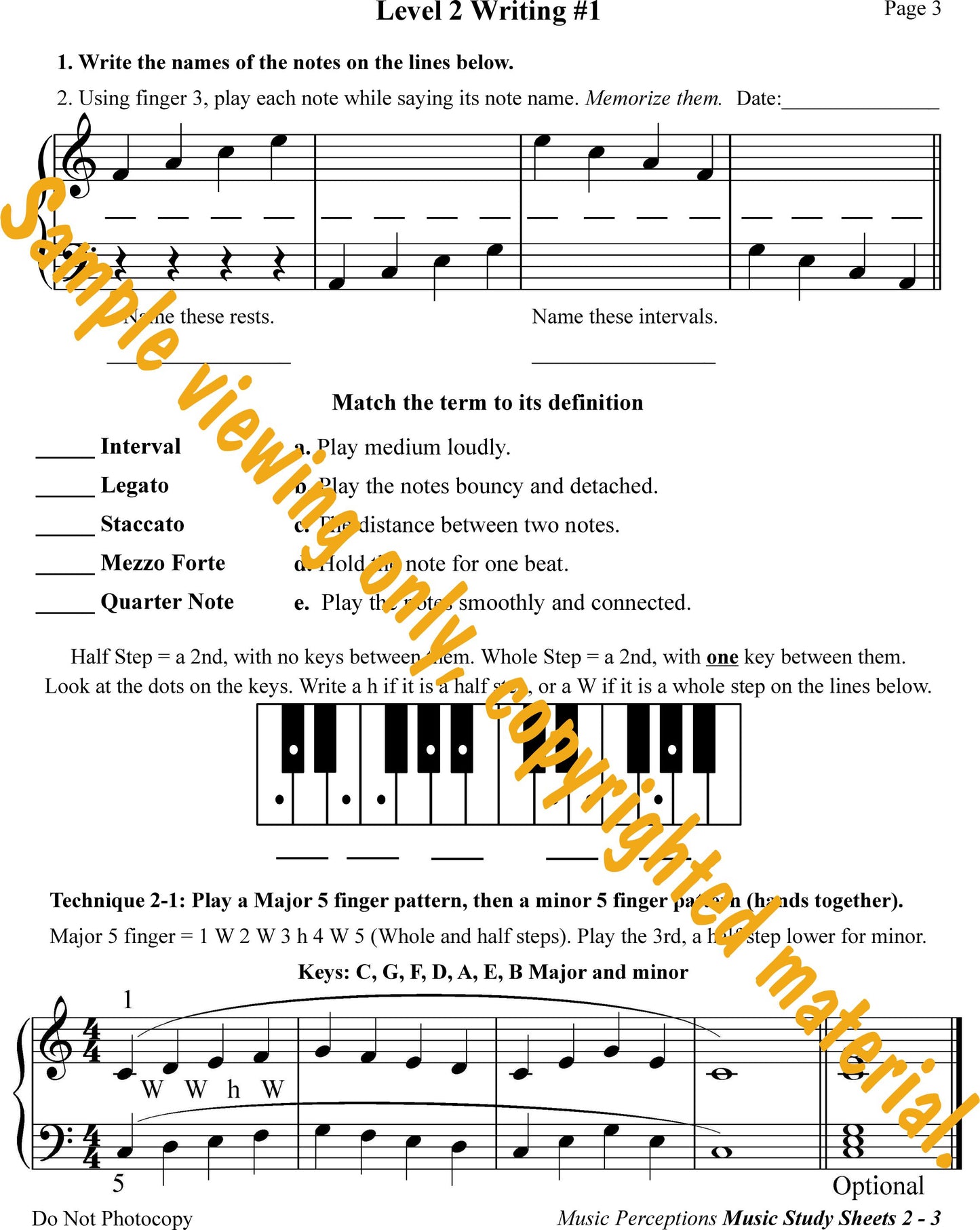 Music Study Sheets Level 2 Sample Page 3 by LeAnn Halvorson.