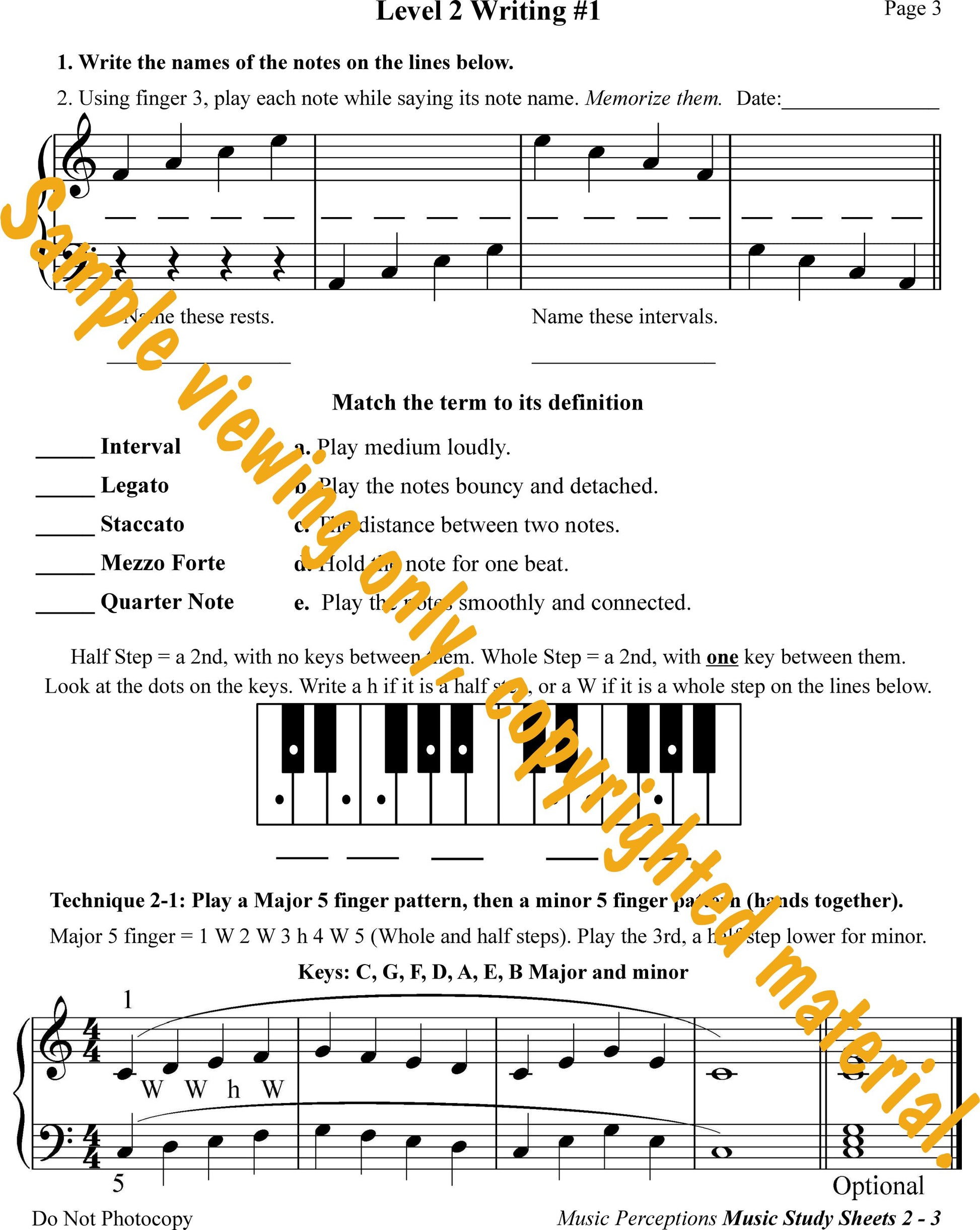 Music Study Sheets Level 2 Sample Page 3 by LeAnn Halvorson.