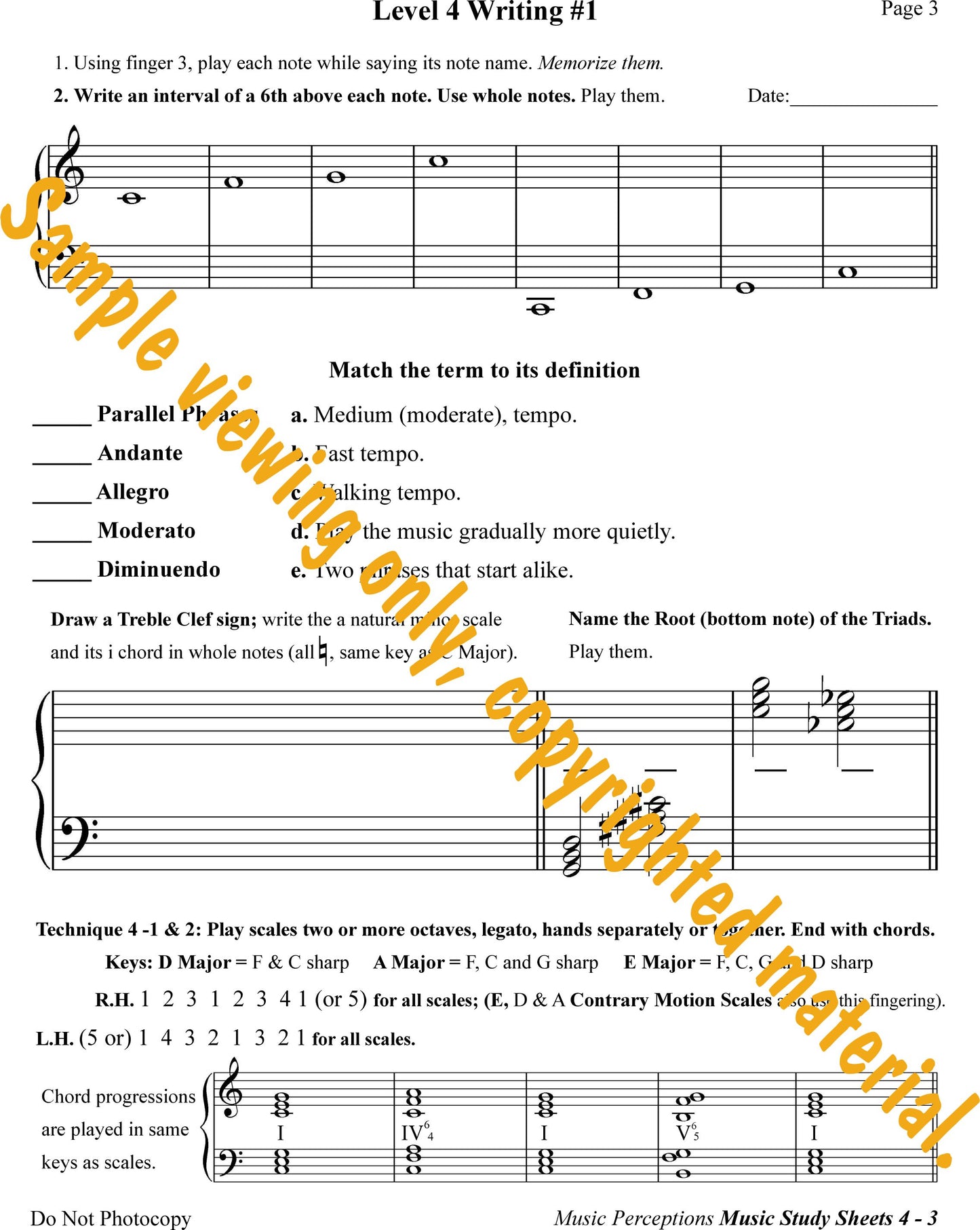 Music Study Sheets Level 4 Sample Page 3 by LeAnn Halvorson