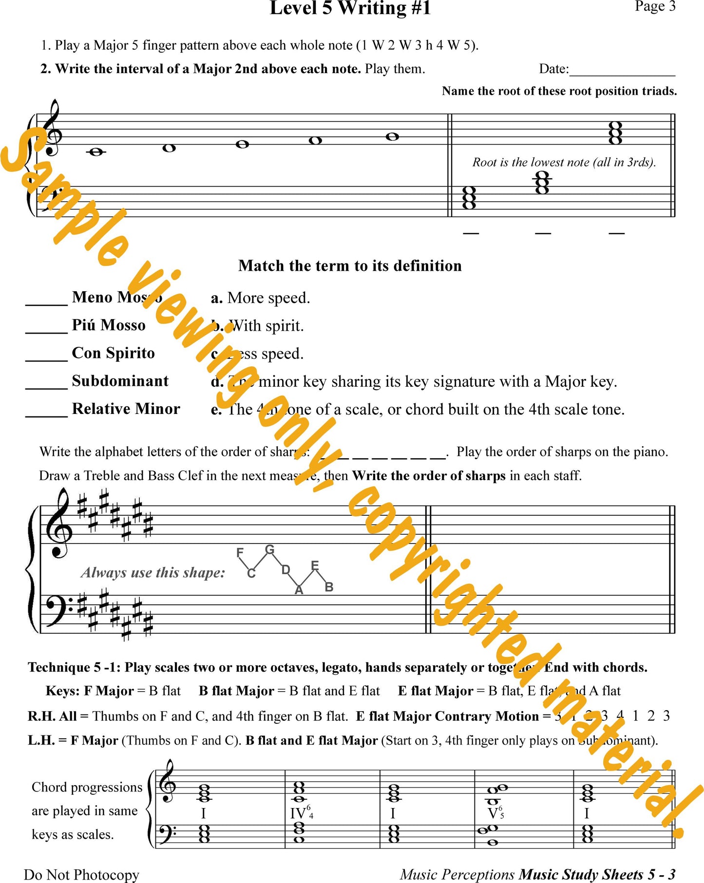 Music Study Sheets Level 5 Sample Page 3 by LeAnn Halvorson.