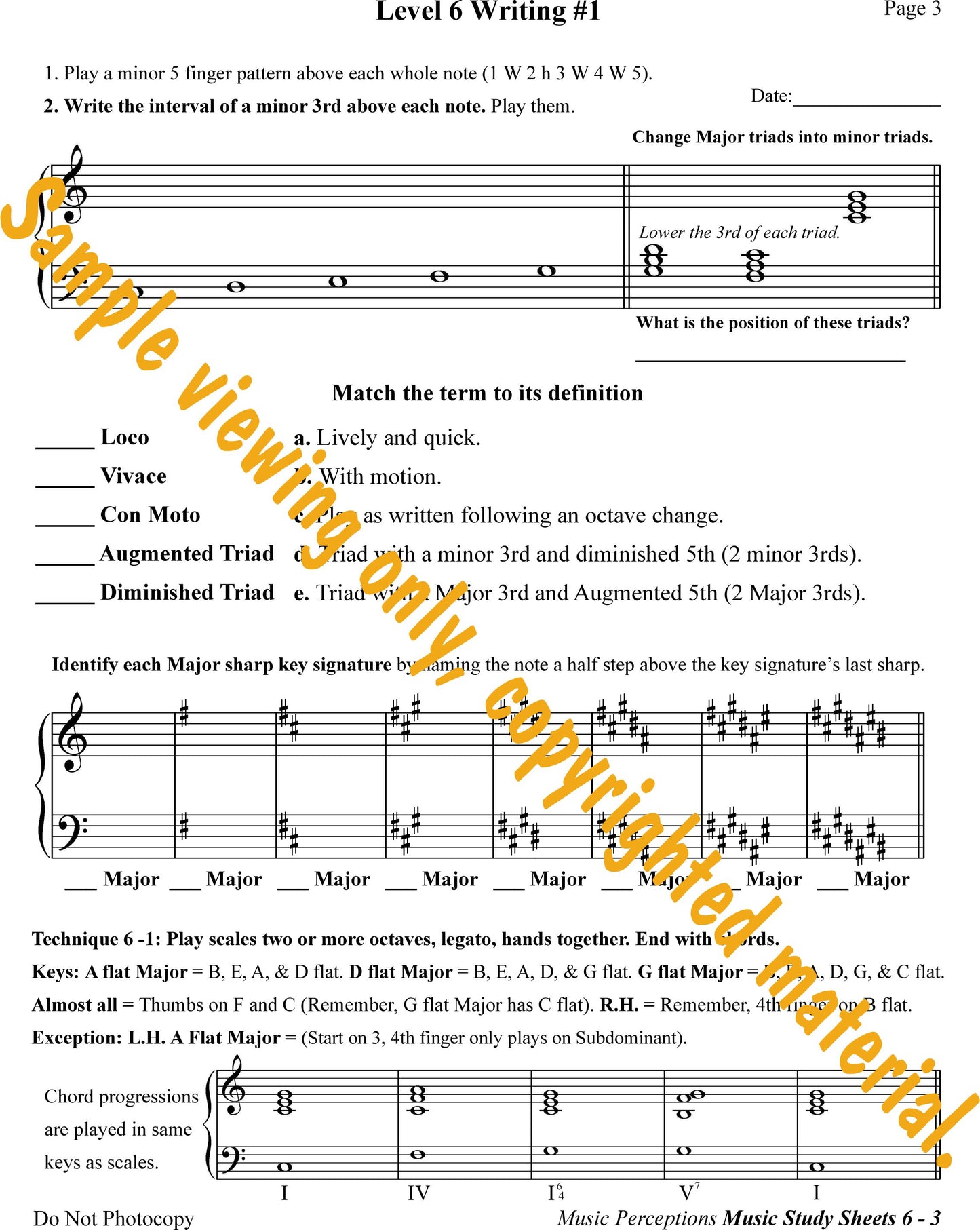 Music Study Sheets Level 6 Sample of Page 3 by LeAnn Halvorson.