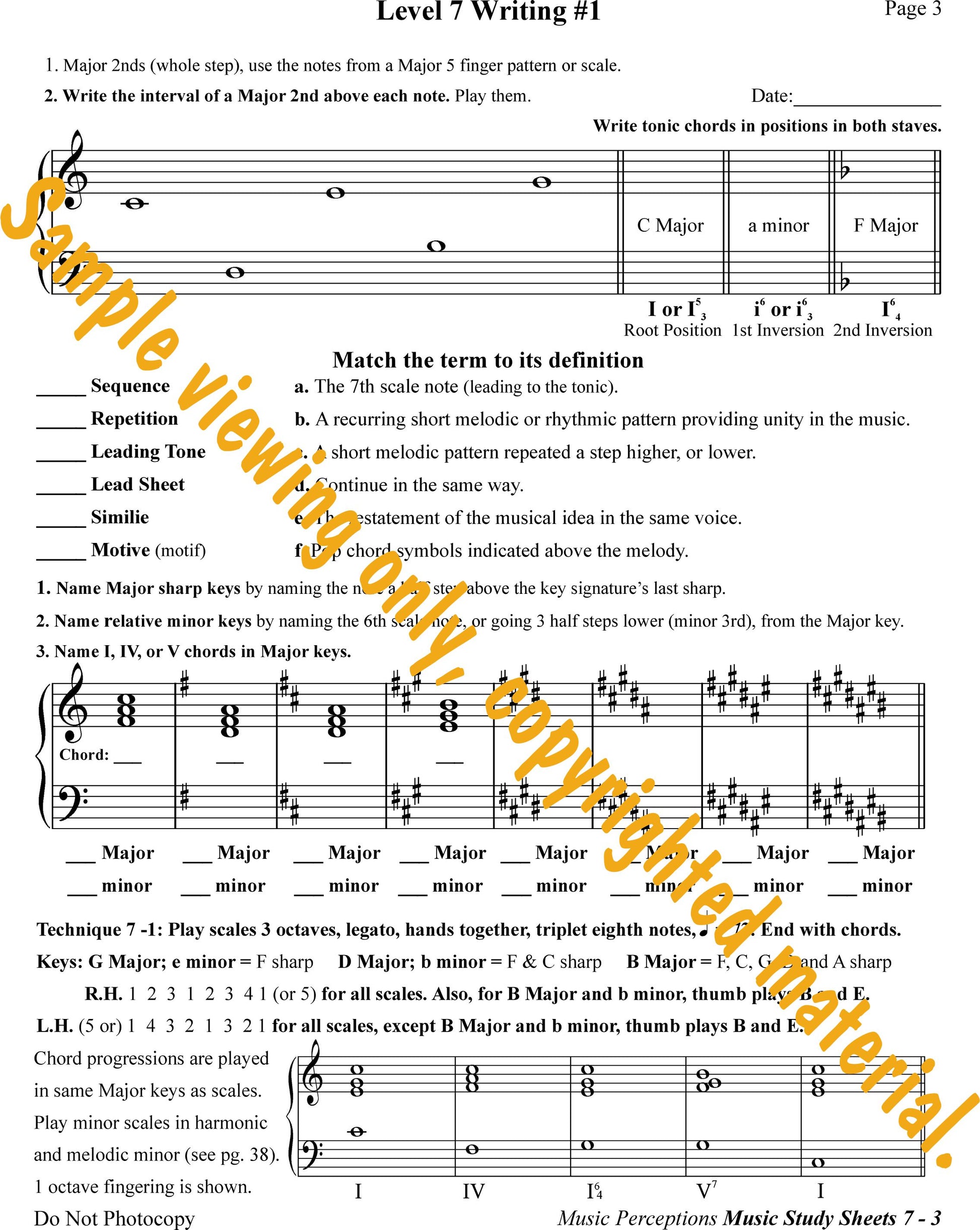 Music Study Sheets Level 7 Sample Page 3 by LeAnn Halvorson.