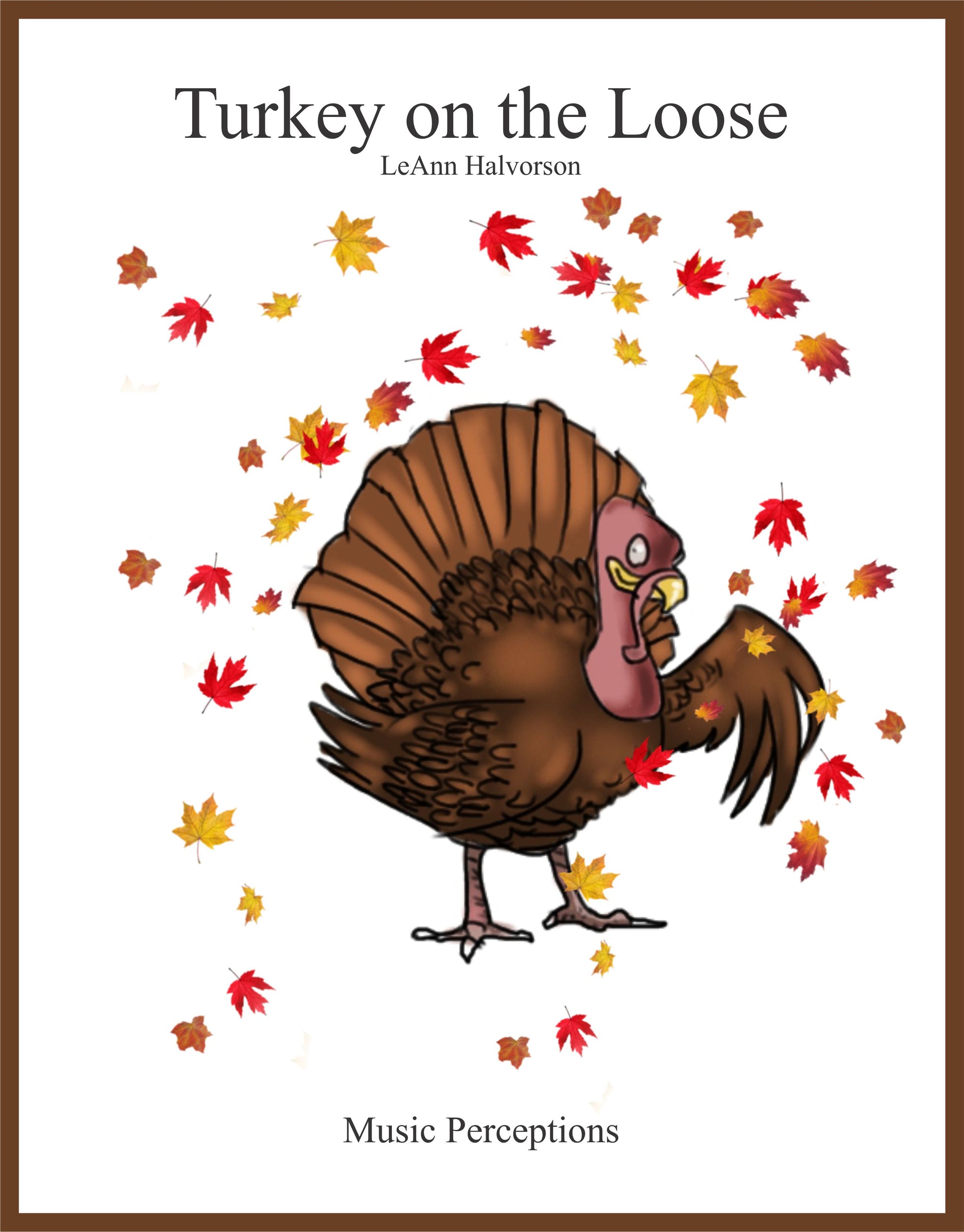 Turkey on the Loose is a Late Elementary/Early Intermediate Piano Solo in C Major. Students will love the tale of this crazy bird, by LeAnn Halvorson. The music encourages students to work on melody/harmony balance, dynamics, chords and C Major scale patterns. Thanksgiving is a holiday that often is ignored for musicians, so now students can have a piece to play for this holiday too. Cover art by Val Halvorson